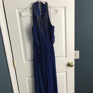 Blue chiffon long dress